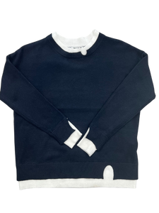 Notch Collar Contrast Crewneck Sweater