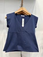 Cross V-neck Cap Sleeve