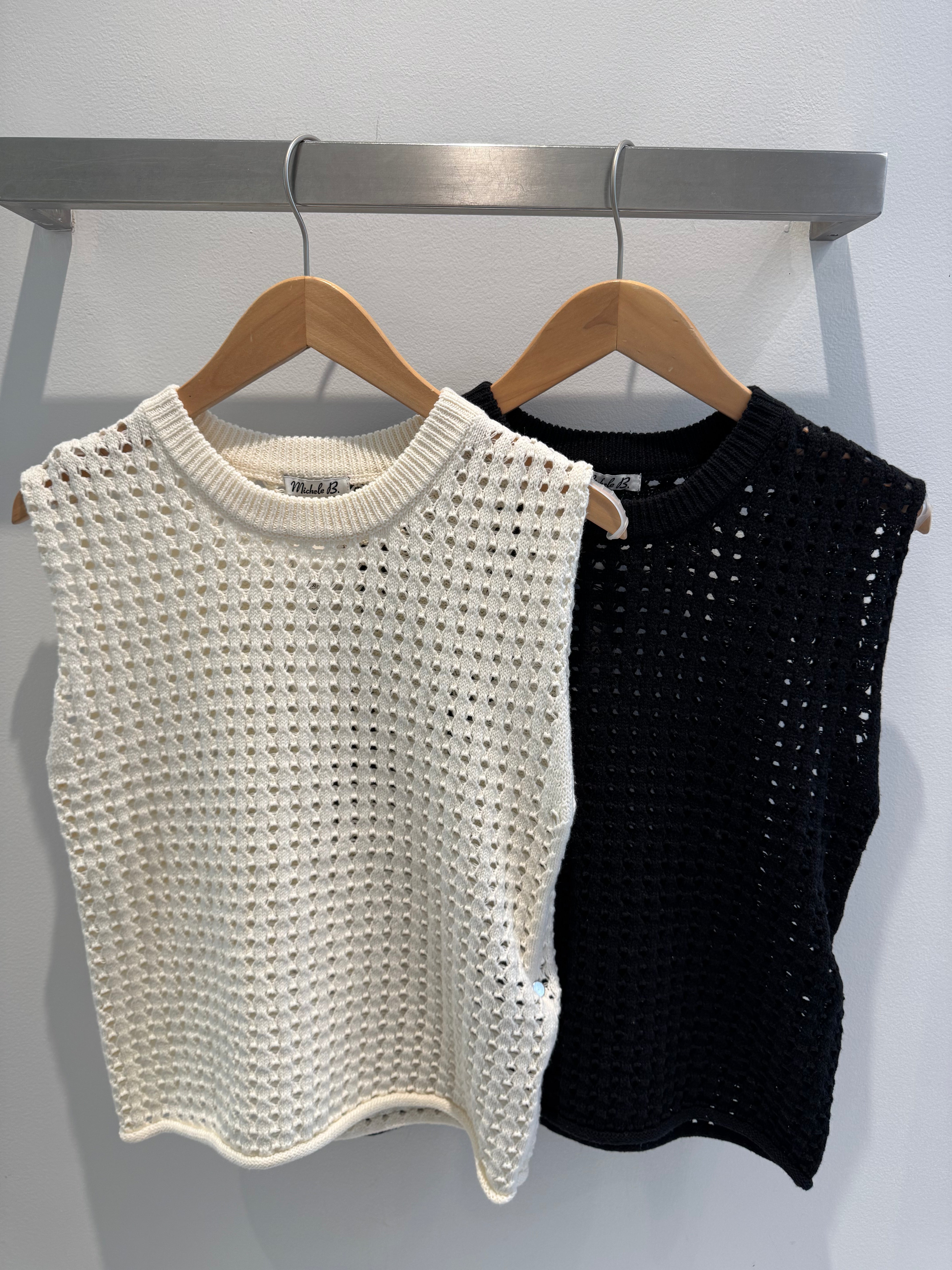 Sleeveless Open Knit Tank